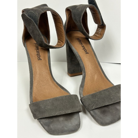 Jeffrey Campbell Holvey Women's 7.5 Sandals Gray Block Heel Ankle Strap Open Toe - Picture 3 of 13